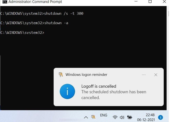 Расписание Windows11 10 Shutstart Прерывание завершения работы командной строки