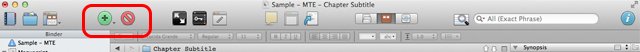 Кнопка Scrivener-adddelete
