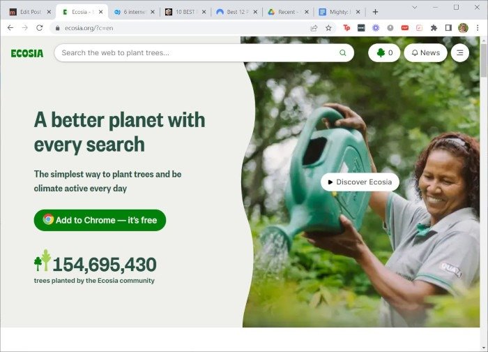 Конфиденциальность в поисковых системах Ecosia