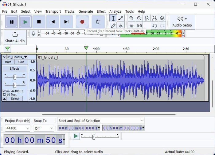 Секретные сообщения 2 Audacity записывают новый трек