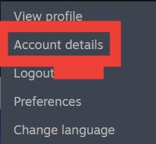 Выбор «Детали учетной записи» в Steam.
