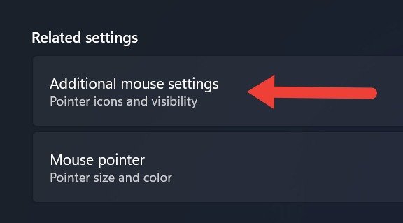 В разделе «Связанные настройки» выберите «Дополнительные настройки мыши».