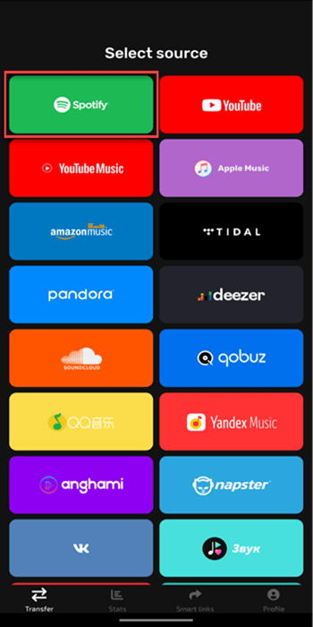 Выберите Spotify в качестве источника