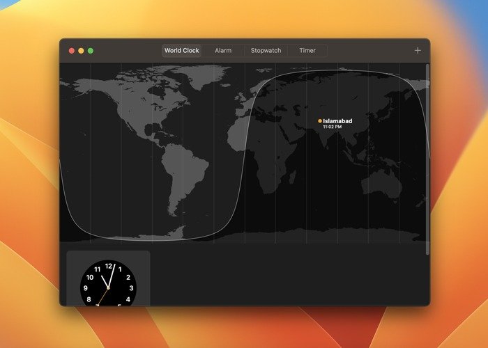 Настройка будильника в приложении Mac Clock