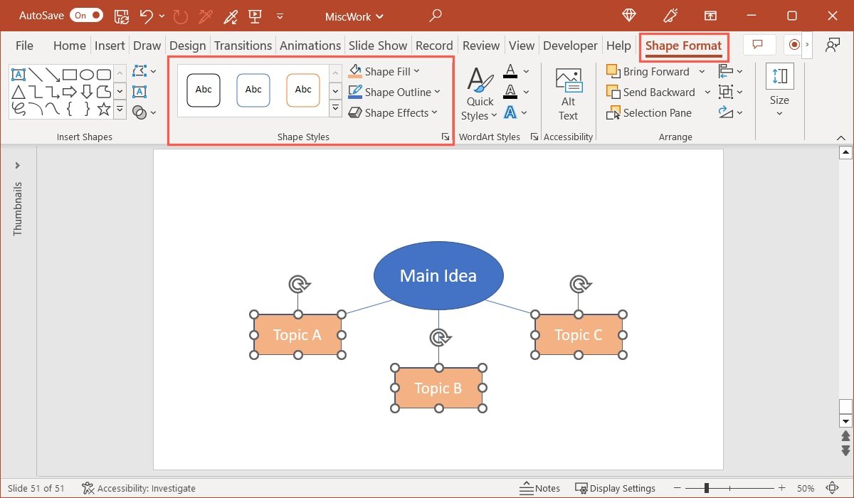 Вкладка «Дизайн фигур» Группа «Стили» в PowerPoint