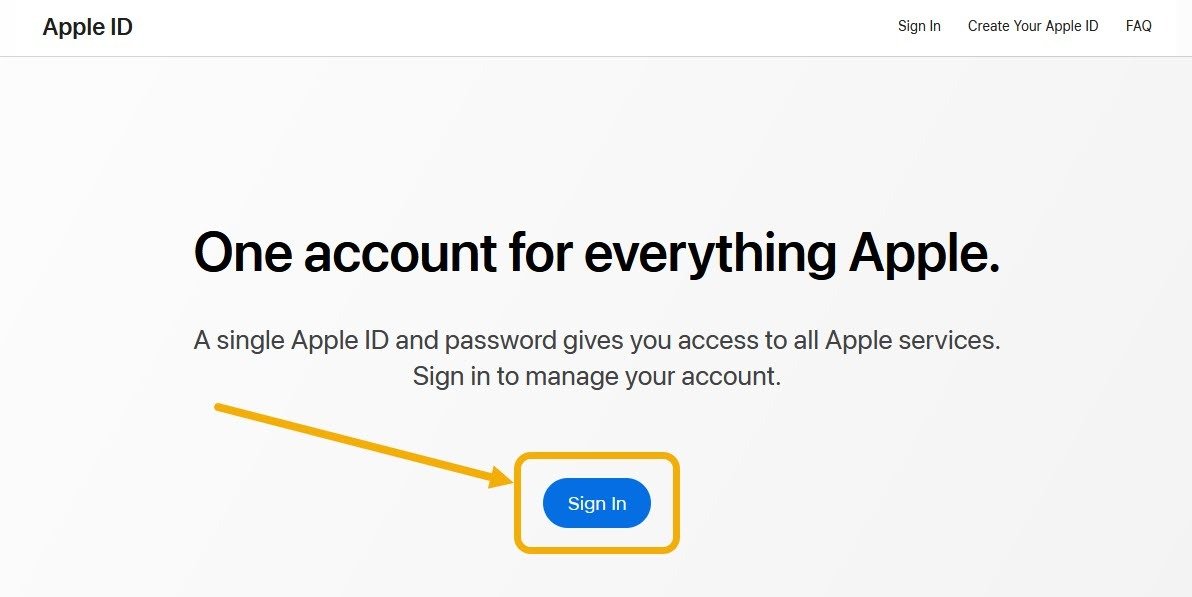 Вход в систему с помощью Apple ID из браузера.