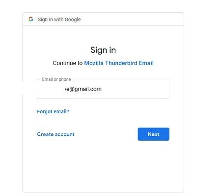 Войдите в Gmail с помощью Mozilla Thunderbird