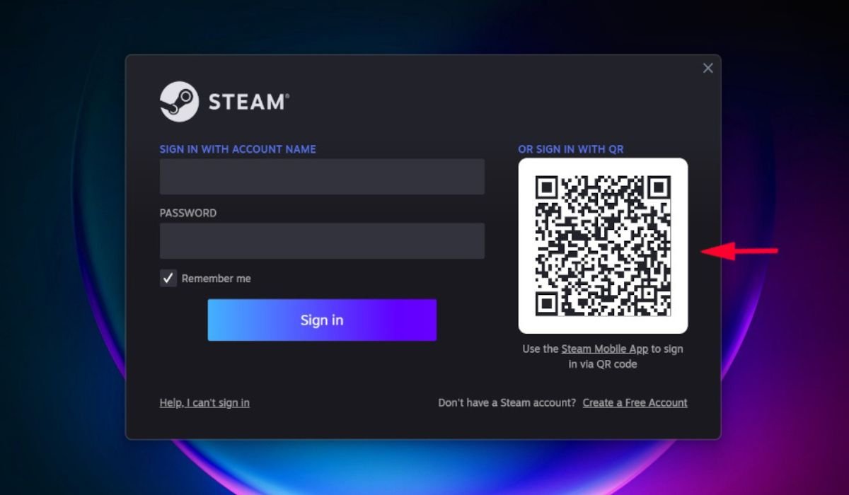 Вход в Steam с помощью QR-кода.