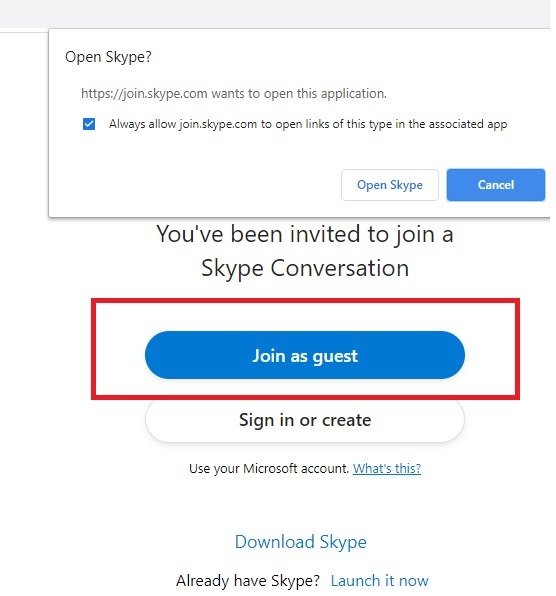 Skype Meet Now Присоединяйтесь в качестве гостя