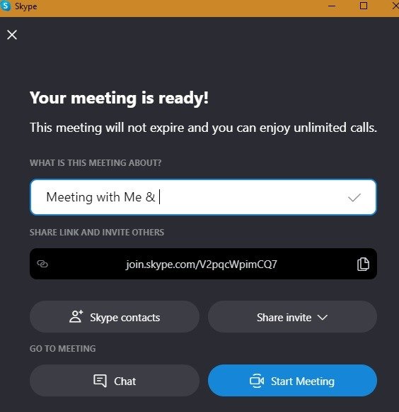 Настройка встречи Skype Meet Now