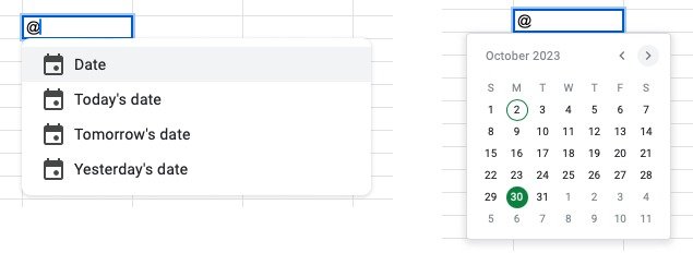 Параметры даты Smart Chip в Google Sheets