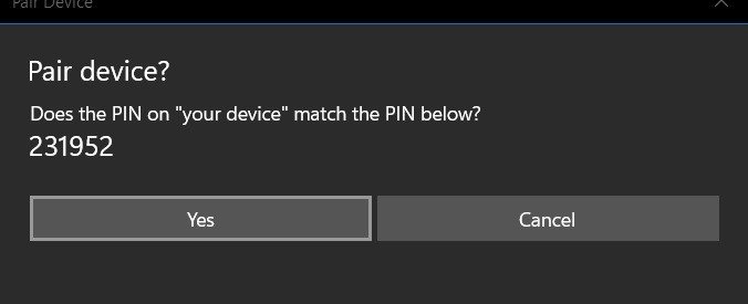 PIN-код телефона соответствует для подключения ноутбука Windows к смартфону через Bluetooth.