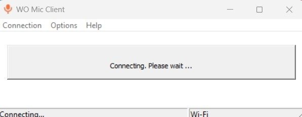 Клиент WO Mic в Windows отображается как «Подключение».
