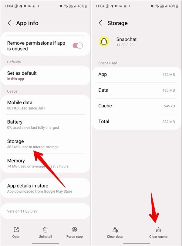 Snapchat очистить кэш Android