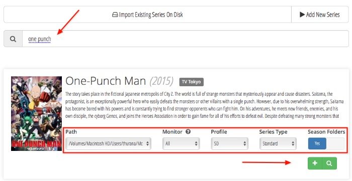 Sonarr -mte- Поиск и добавление