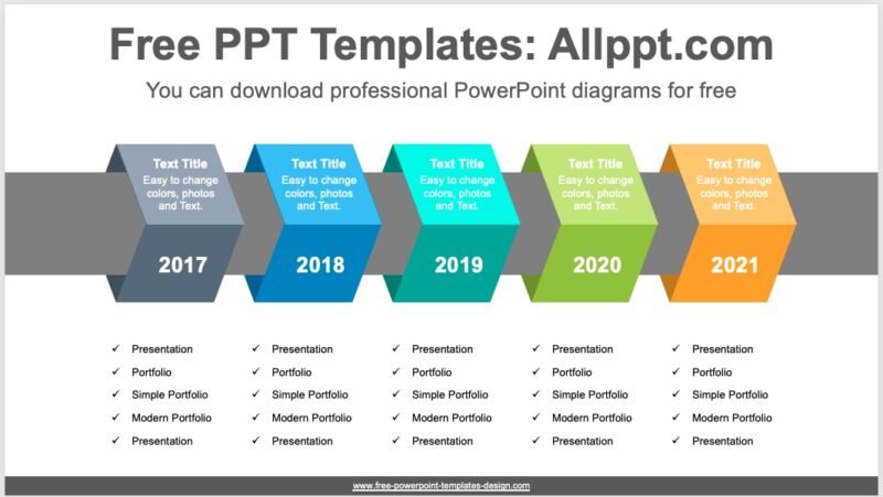 Шаблон временной шкалы с квадратными полосами для PowerPoint