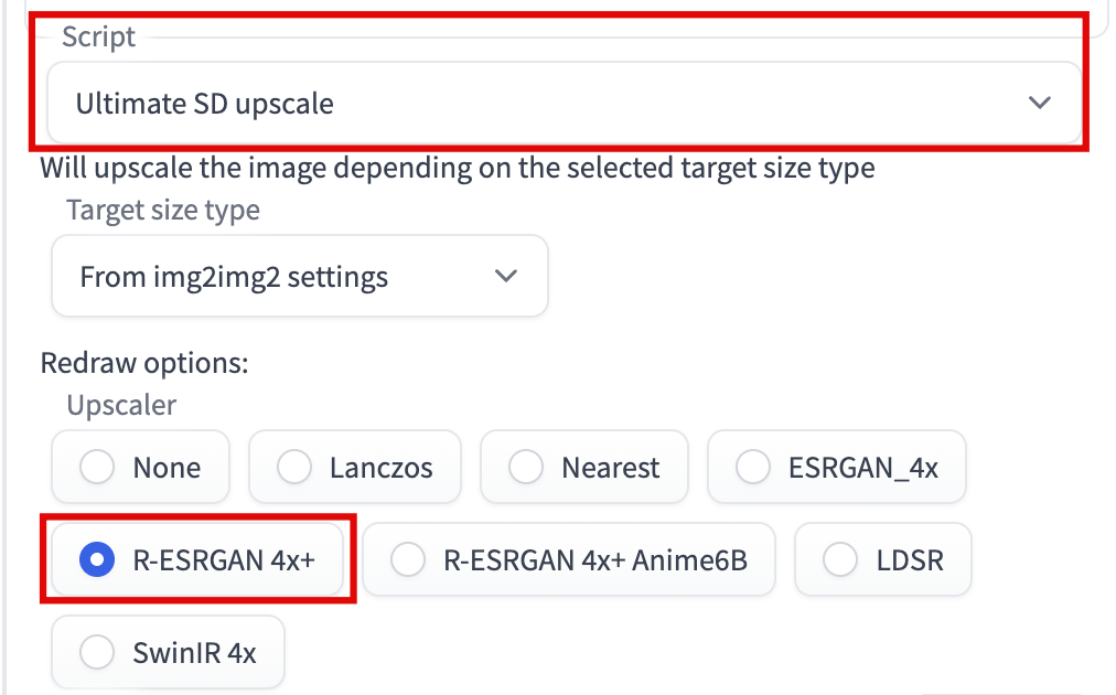Сценарий стабильной диффузии Ultimate Sd Upscaler R Esrgan