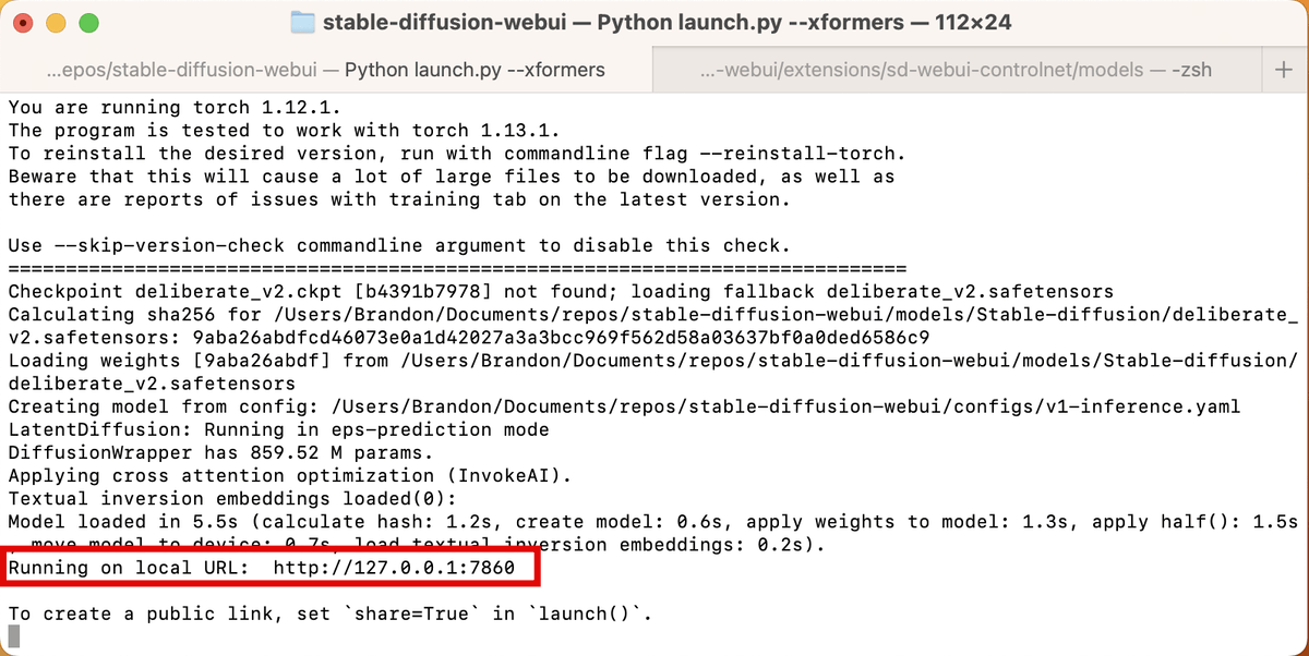 Стабильная диффузия Локальный URL-адрес Webui Xformers