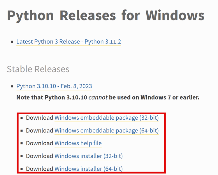 Стабильное распространение Веб-сайт Windows Python Стабильная версия 3 10 1