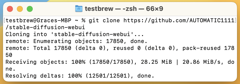 Стабильная диффузия Macos Git Clone Web Ui