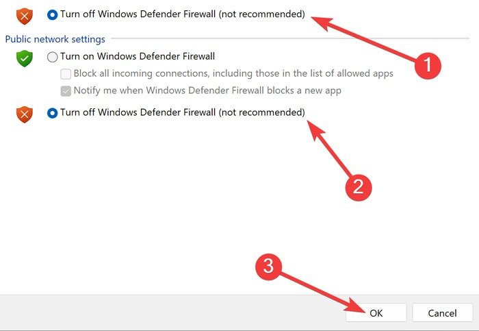 Меню «Пуск» Отключение брандмауэра Windows