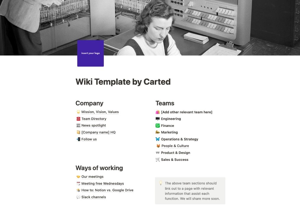 Главная страница шаблона Startup Team Wiki