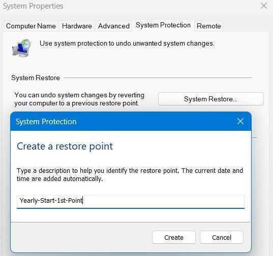 Восстановление системы Windows Создание именования точек восстановления