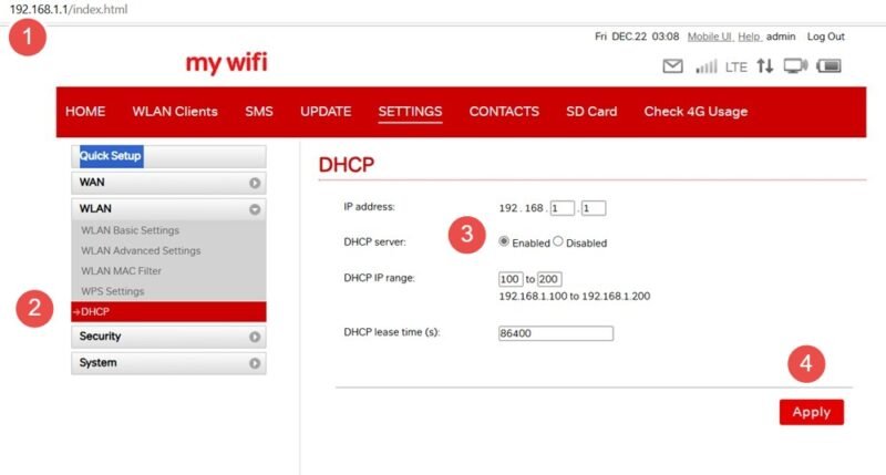 Включение DHCP i путем включения этой опции на домашней странице маршрутизатора.