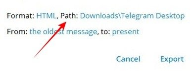Telegram Экспортировать индивидуальный чат из