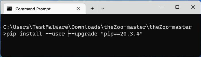 Тестирование антивирусного вредоносного ПО Терминал Zoo Master Установка Pip 20 3 4