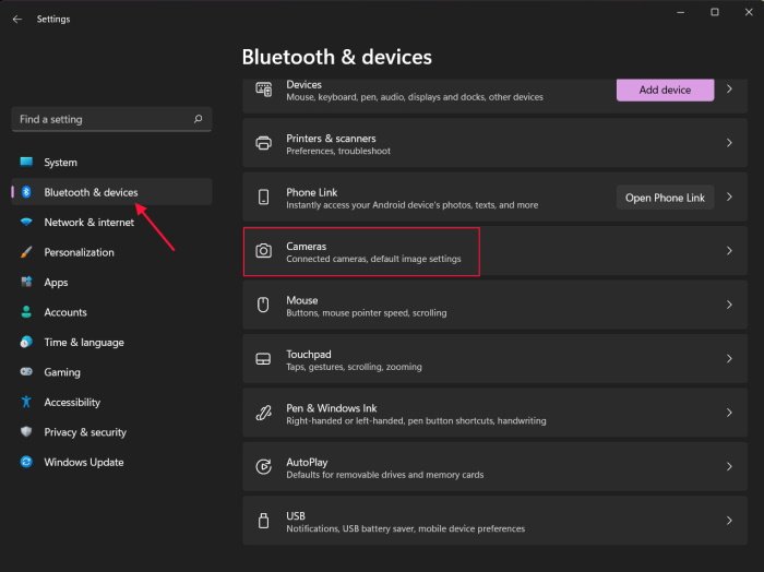 Проверьте Bluetooth-устройства вашей веб-камеры