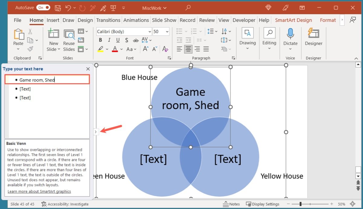 Текстовая панель в PowerPoint