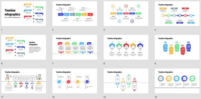 Шаблон пакета слайдов инфографики временной шкалы для PowerPoint