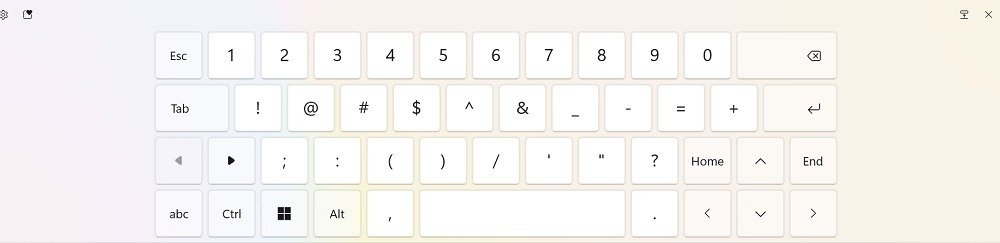 Сенсорная клавиатура в раскладке по умолчанию на экране Windows.