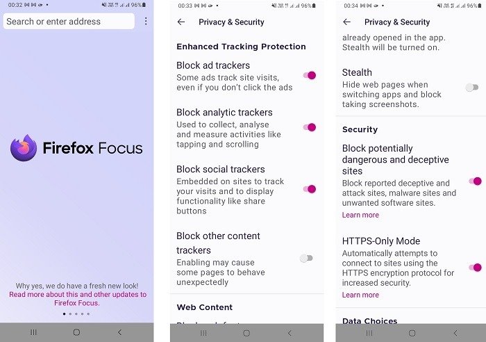 Альтернативы UC Firefox Focus