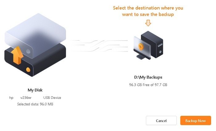 Инструменты создания образов USB Easeus Todo Backup Выберите место назначения