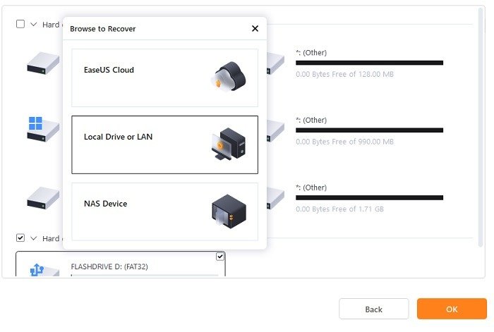 Инструменты USB-образа Easeus Todo Backup Local Drive Lan