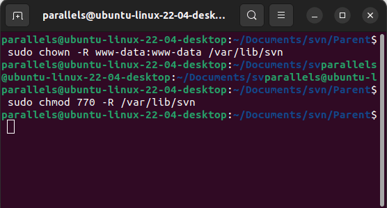 Ubuntu Настройка разрешений Subversion Chmod