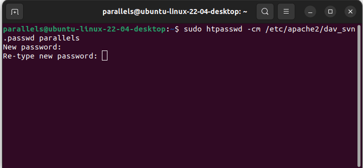 Настройка Subversion в Ubuntu Sudo Htpasswd