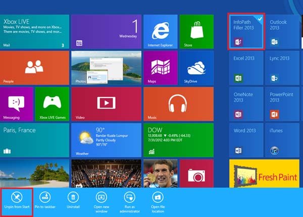 Удаление предустановленных программ Windows 8 — приложение «Открепить»