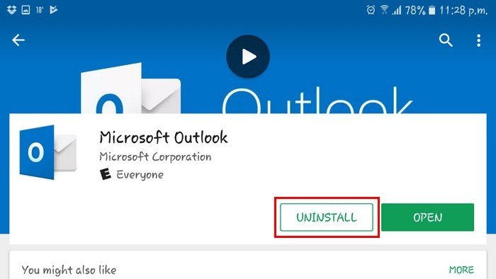 удалить Outlook