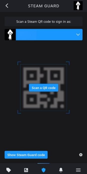 Использование опции Steam QR-кода на мобильном телефоне для входа в Steam.