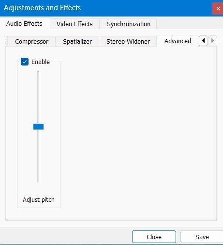 Регулировка высоты звука VLC.