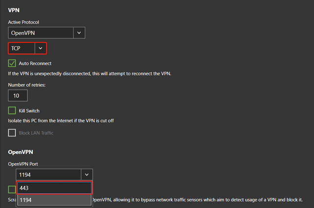 VPN-подключение по TCP