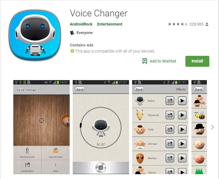 Приложения для изменения голоса Androidrock