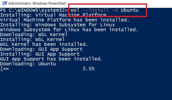 WSL Установка Powershell Windows11 Загрузка Ubuntu 1