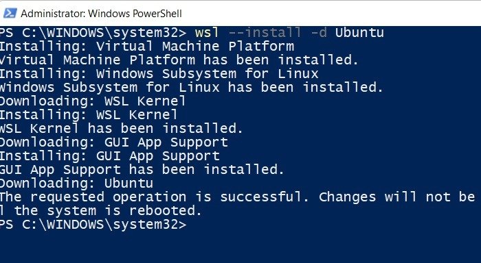 Wsl Установить Powershell Windows11 Поддержка приложений с графическим интерфейсом Установлена