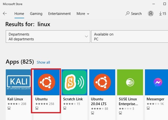 Wsl Установить выбранное приложение для Linux Магазин Microsoft