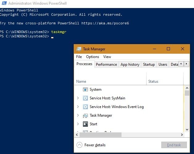 Способы открытия диспетчера задач Windows Powershell