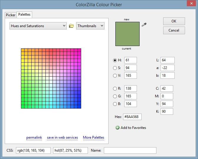 WebInter-ColorZilla-Палитры